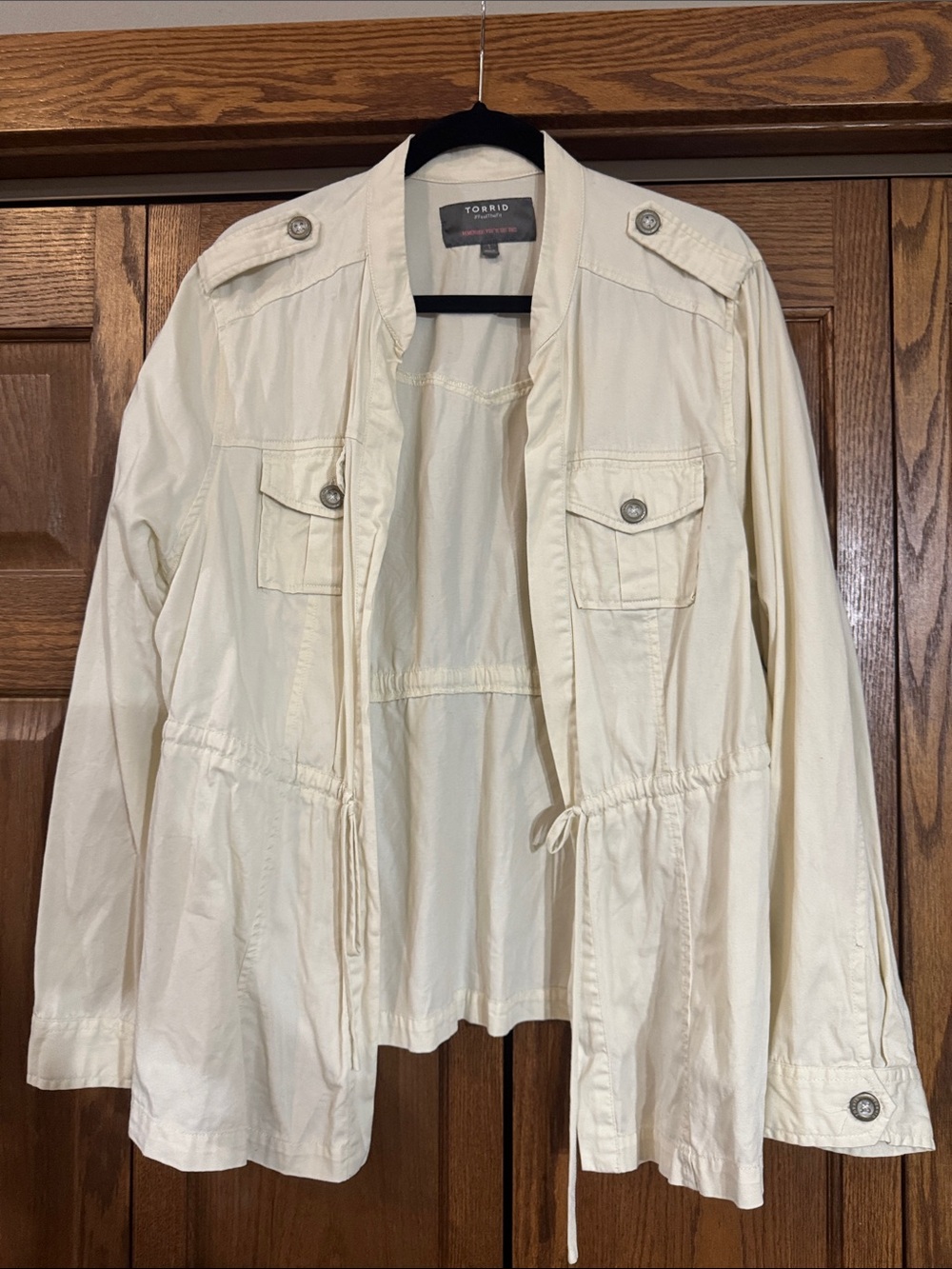 torrid Cream Drawstring-Waist Utility Jacket